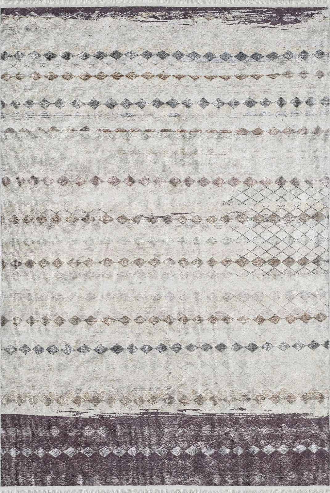 Coahuila Bej Geometrik Dijital Baskı Halı Halınet