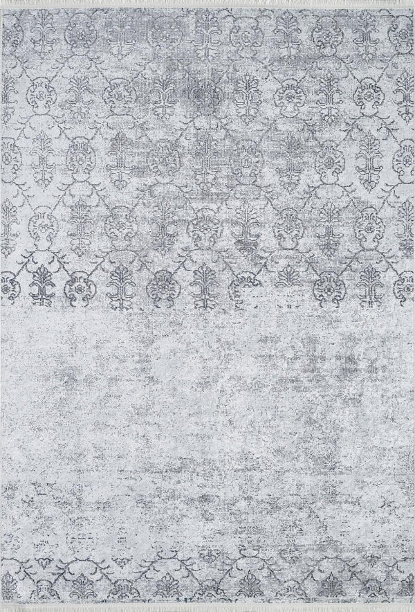 Gri Klasik Minimalist Desenli Halı - Yıkanabilir - Kaymaz Taban - Pati Dostu