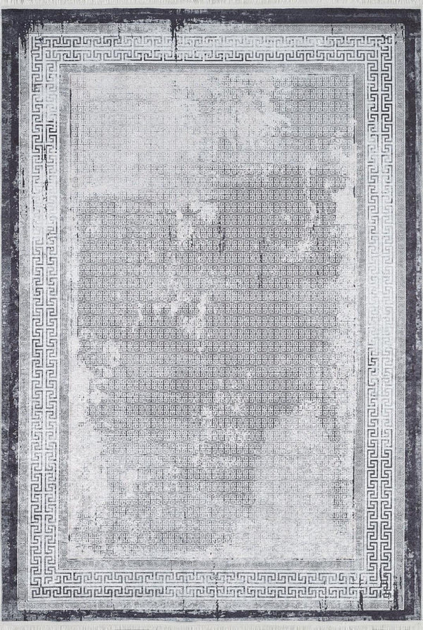 Antrasit Gri Minimalist Modern Halı - Yıkanabilir - Kaymaz Taban - Pati Dostu