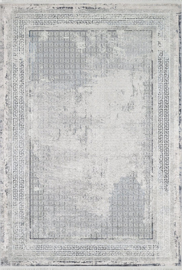 Antrasit Gri Bordürlü Modern Halı - Yıkanabilir - Kaymaz Taban - Pati Dostu