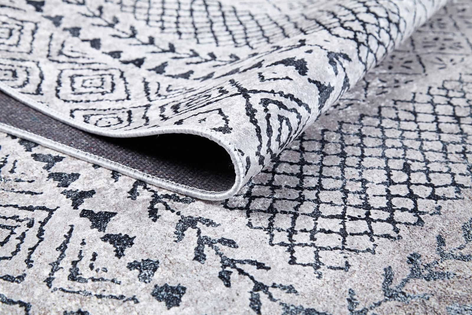 Rahim Beyaz Çerçeveli Dijital Baskı Halı Halınet