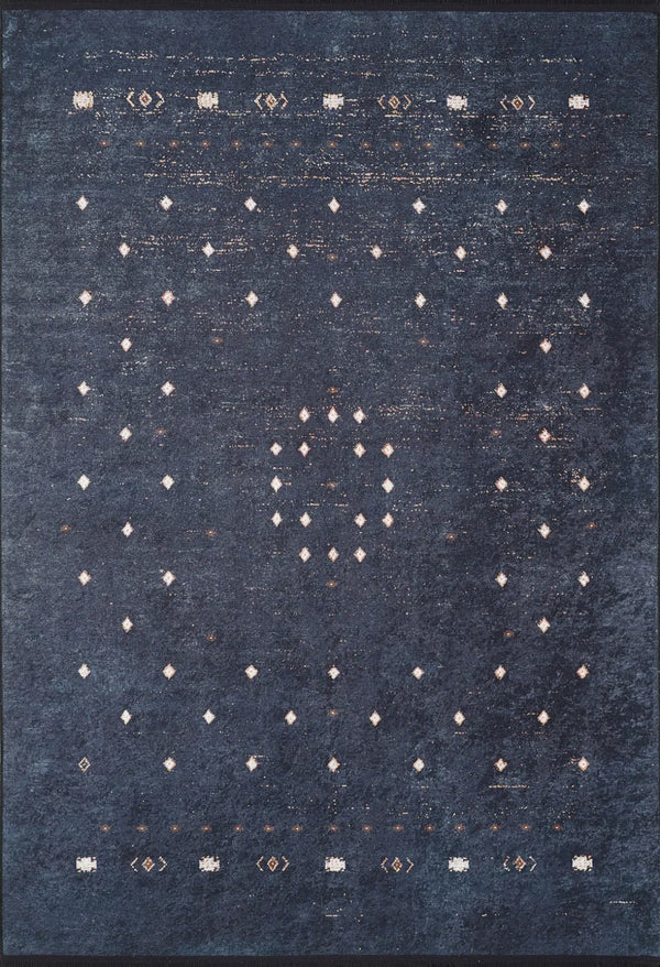 Antrasit Siyah Geometrik Minimalist Halı - Yıkanabilir - Kaymaz Taban - Pati Dostu