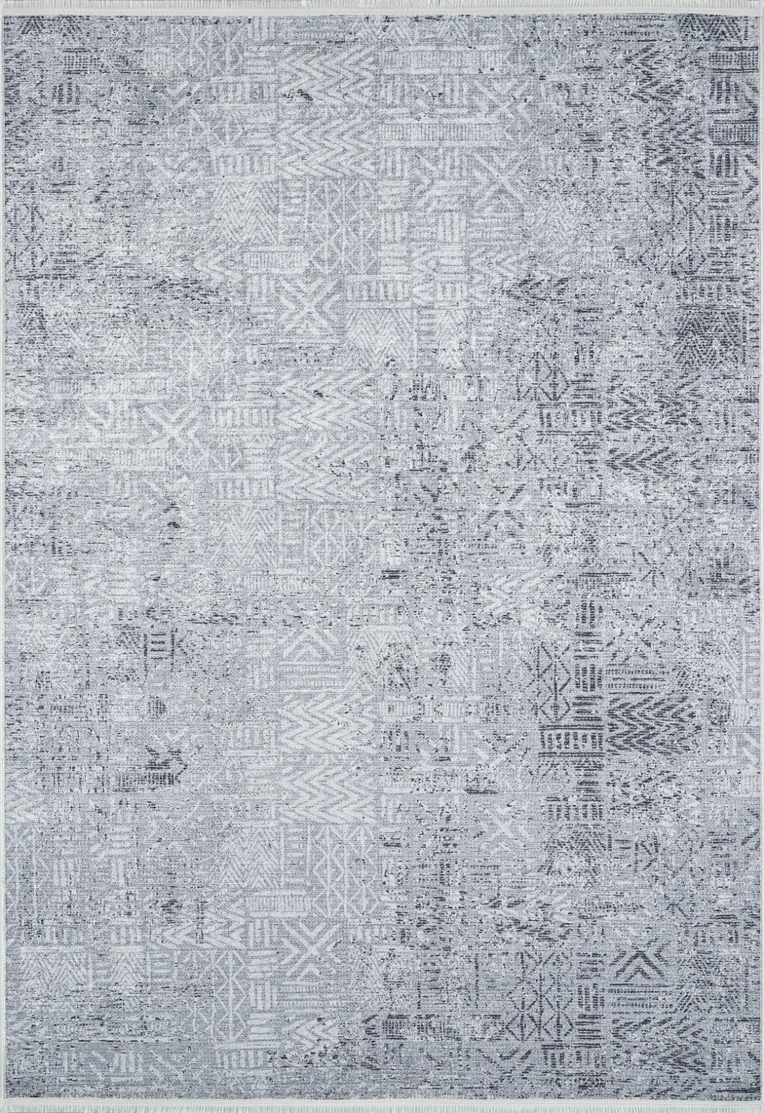 Gri Dokulu Modern Halı - Yıkanabilir - Kaymaz Taban - Pati Dostu