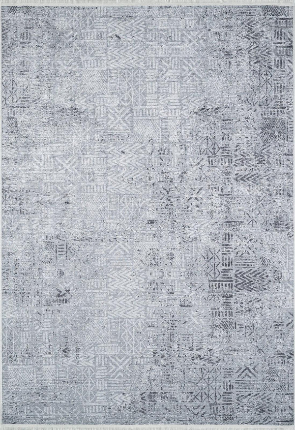 Gri Dokulu Modern Halı - Yıkanabilir - Kaymaz Taban - Pati Dostu