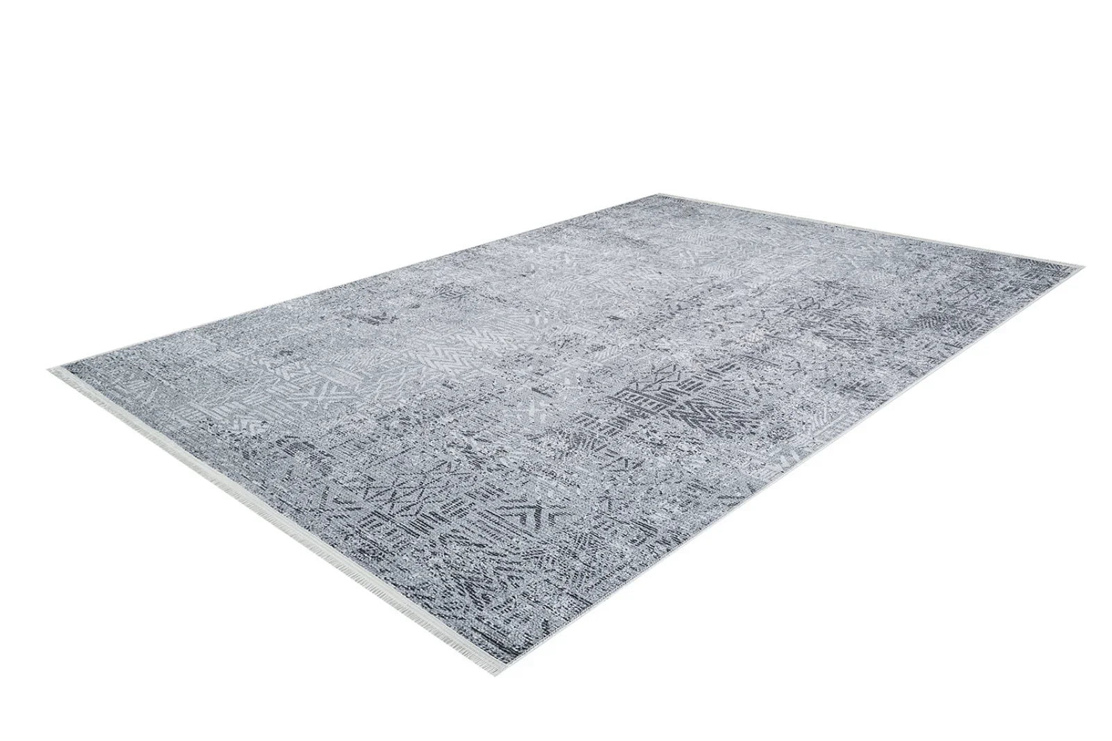 Gri Dokulu Modern Halı - Yıkanabilir - Kaymaz Taban - Pati Dostu