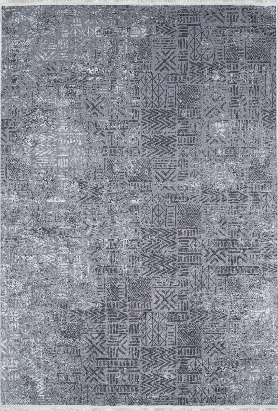 Antrasit Dokulu Modern Halı - Yıkanabilir - Kaymaz Taban - Pati Dostu