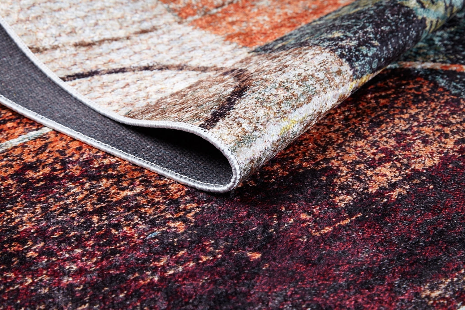 Belchatow Turuncu Geometrik Dijital Baskı Halı Halınet