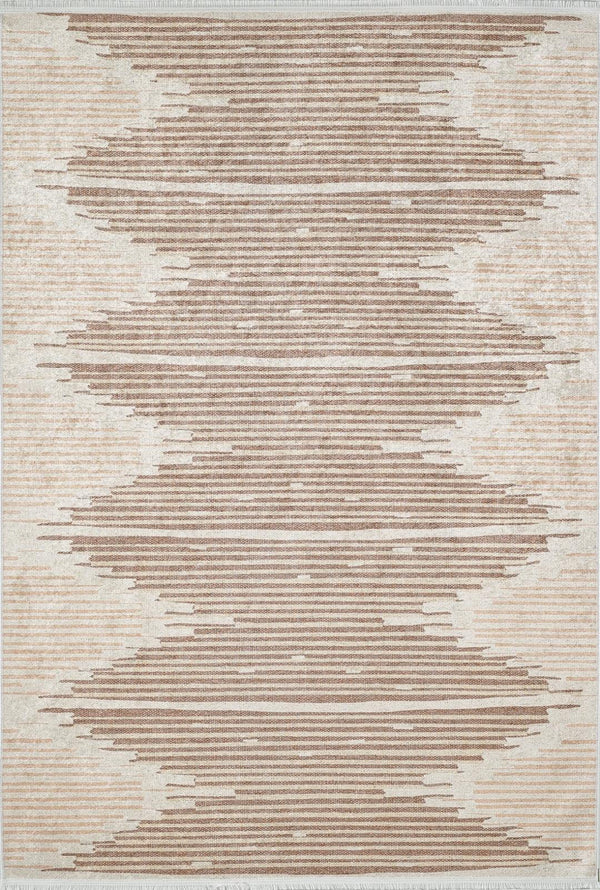 Bej Krem Baklava Desenli Modern Halı - Yıkanabilir - Kaymaz Taban - Pati Dostu