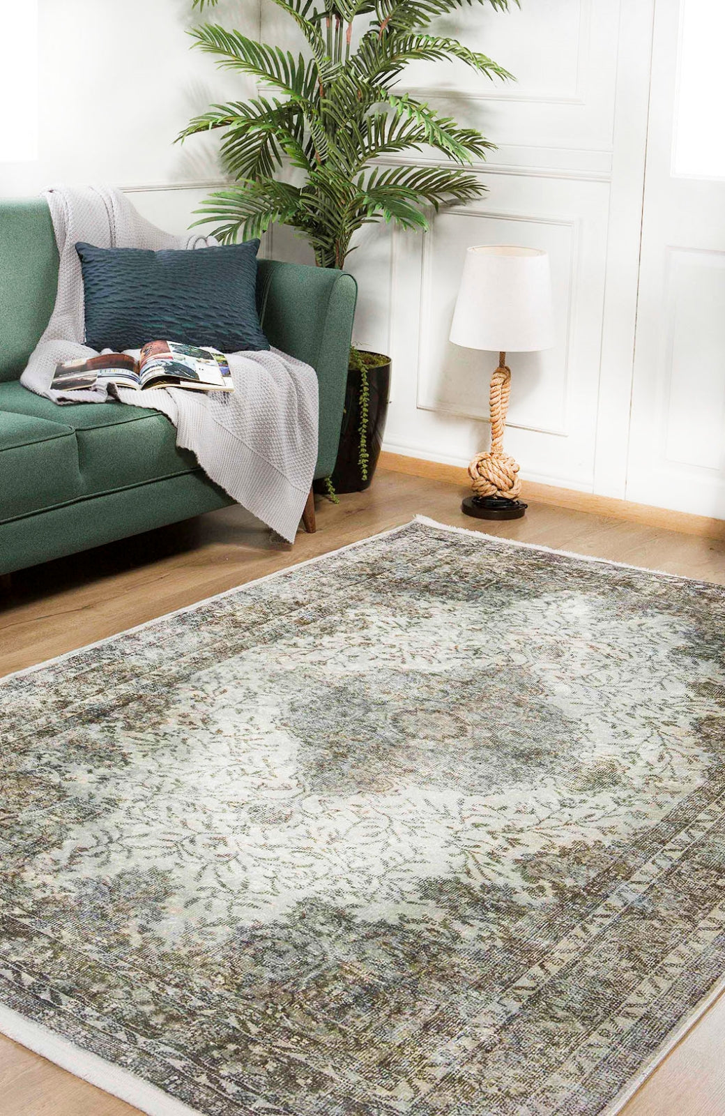 Faro Yeşil Klasik Dijital Baskı Halı Halınet