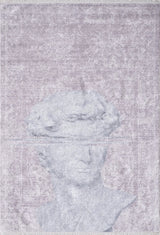 Pale Purple Gray Distressed Pattern Kitchen Rug - Polyester Digital Print