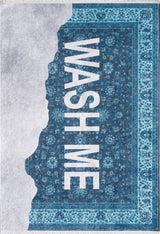 Classic Blue Cobalt Blue Medallion Pattern Polyester Digital Print Kitchen Rug