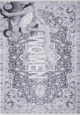 Gray Black Modern Kitchen Rug - Polyester Digital Print