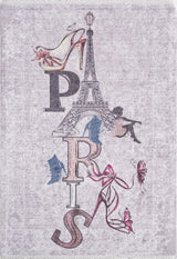 Light Grey Pink Distressed Pattern Kitchen Rug - Polyester Digital Print