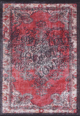 Red Black Distressed Kitchen Rug - Polyester Digital Print