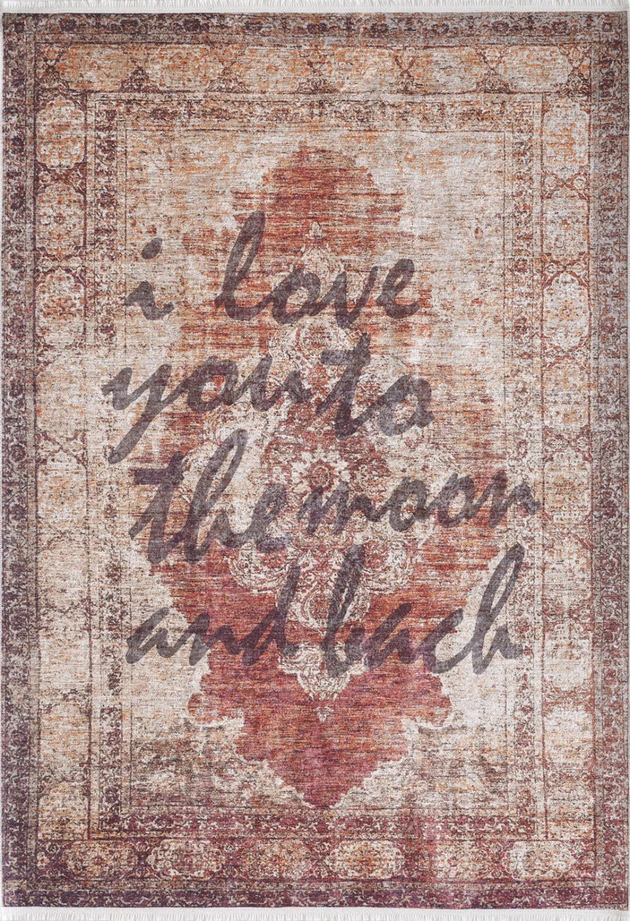 Plain Cream Area Rug with Red Border – in the living room