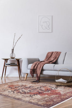 Vizon Eskitme Modern Halı - Yıkanabilir - Kaymaz Taban - Pati Dostu