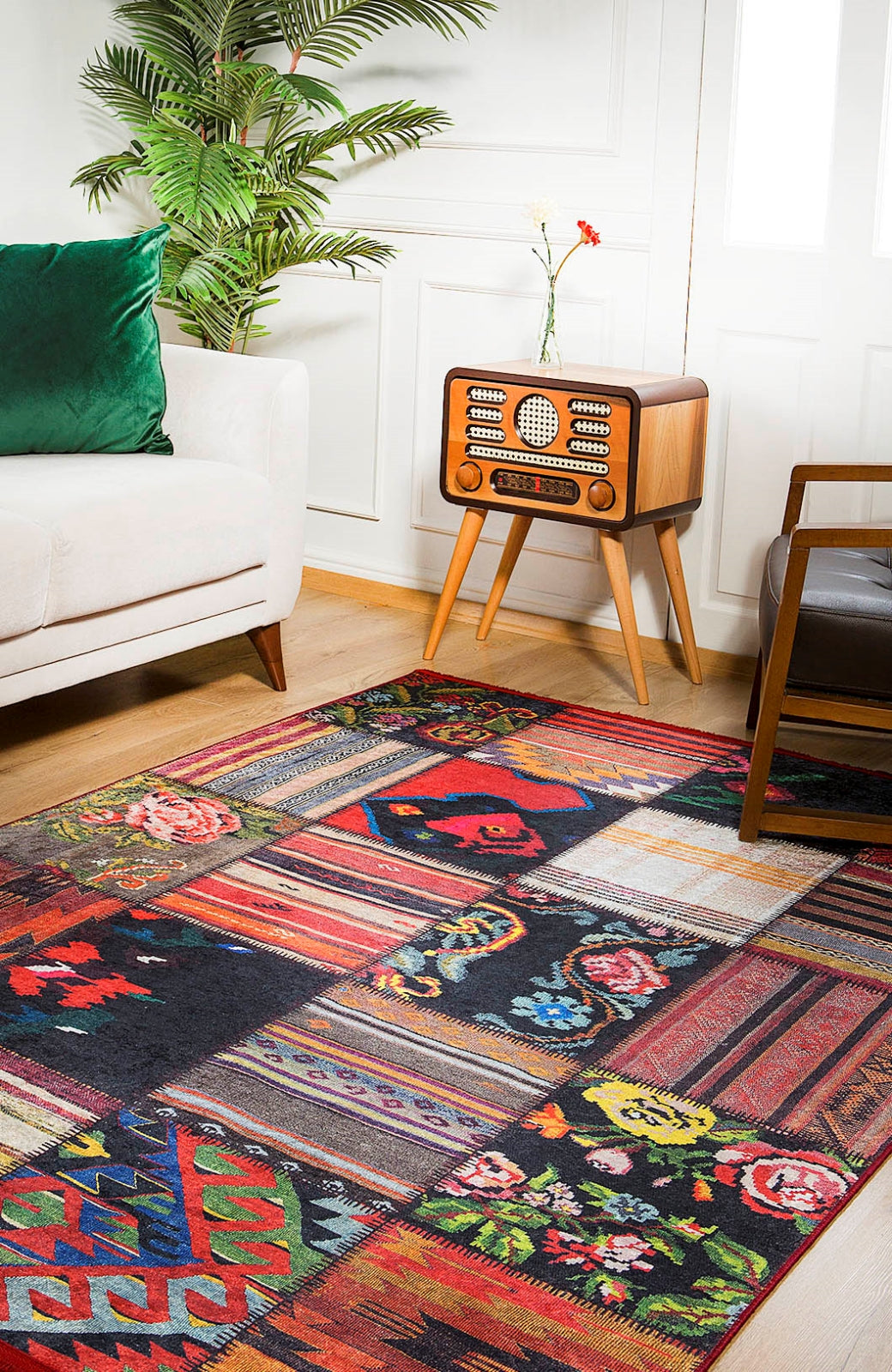 Coopersville Kırmızı Patchwork Dijital Baskı Halı Halınet