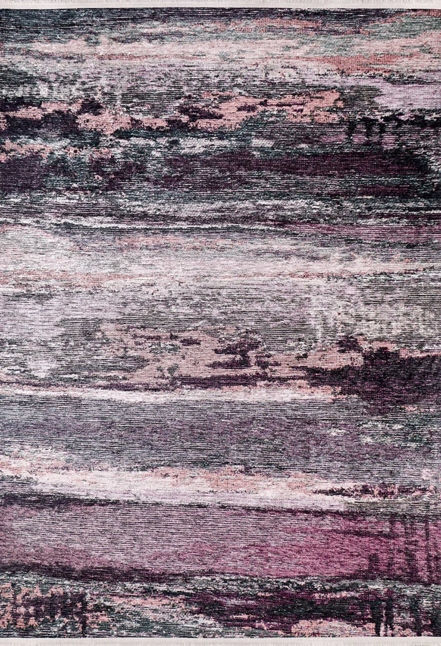 Purple and Grey Abstract Area Rug, Washable – in the living room
