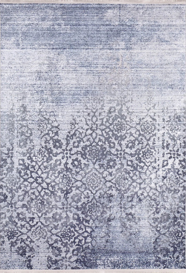 Beyaz Gri Dokulu Modern Halı - Yıkanabilir - Kaymaz Taban - Pati Dostu