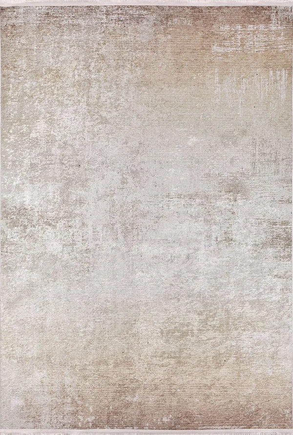 Bej Krem Dokulu Modern Halı - Yıkanabilir - Kaymaz Taban - Pati Dostu