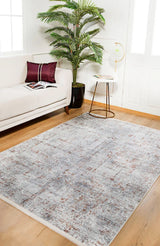 Light Grey Dark Grey Distressed Living Room Rug HLN551 - Polyester Machine Woven