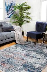 Blue Gray Modern Living Room Rug Brushstroke - Polyester