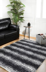 Black and White Modern Living Room Rug Brushstroke - Polyester