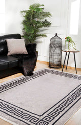 Light Grey Dark Grey Classic Living Room Rug - Polyester