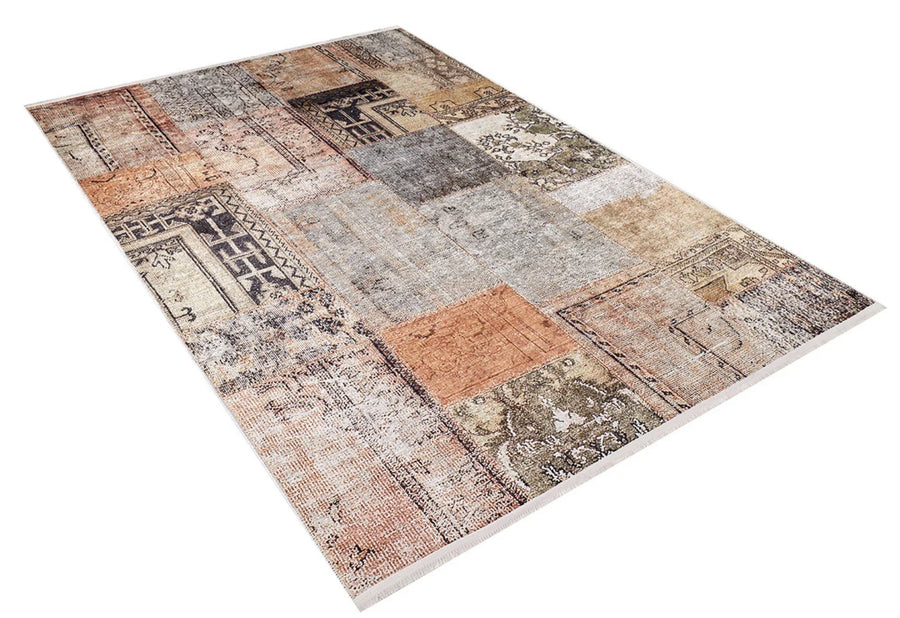 Etnik Modern Halı - Yıkanabilir - Kaymaz Taban - Pati Dostu