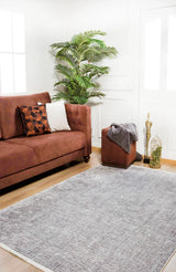 Beige Smoky Vintage Patterned Decorative Rug - Polyester