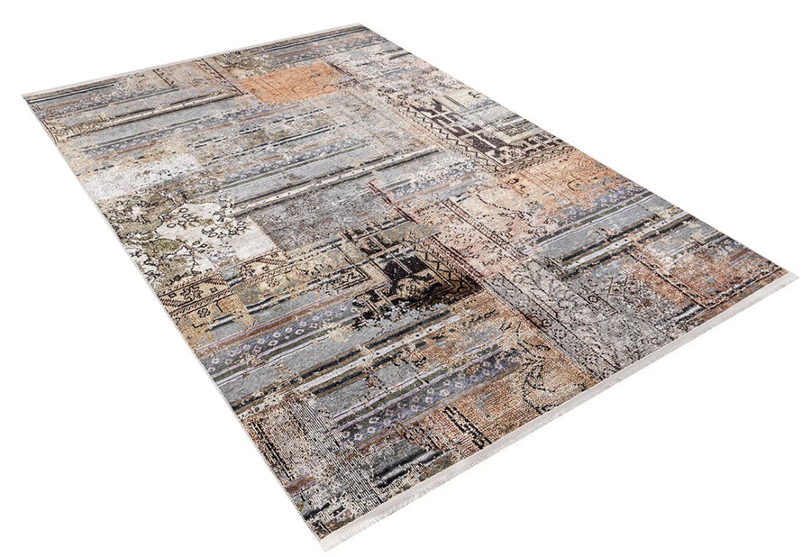 Eskitme Modern Halı - Yıkanabilir - Kaymaz Taban - Pati Dostu