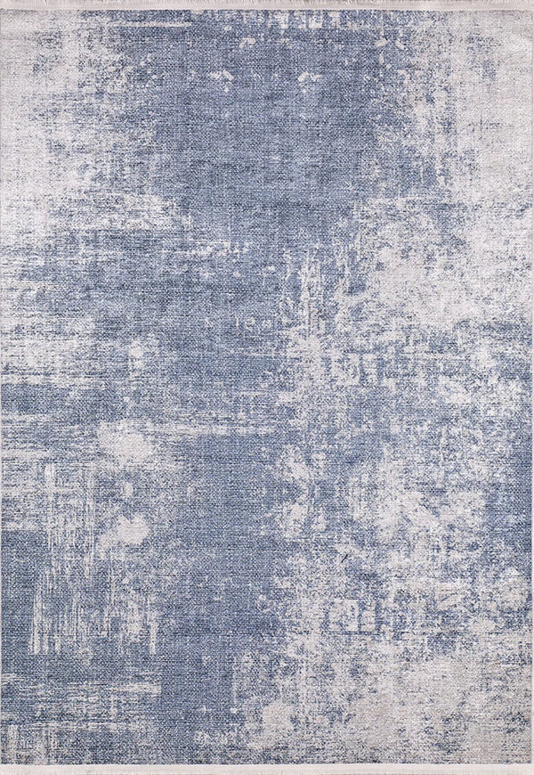 Mavi Dokulu Minimalist Halı - Yıkanabilir - Kaymaz Taban - Pati Dostu