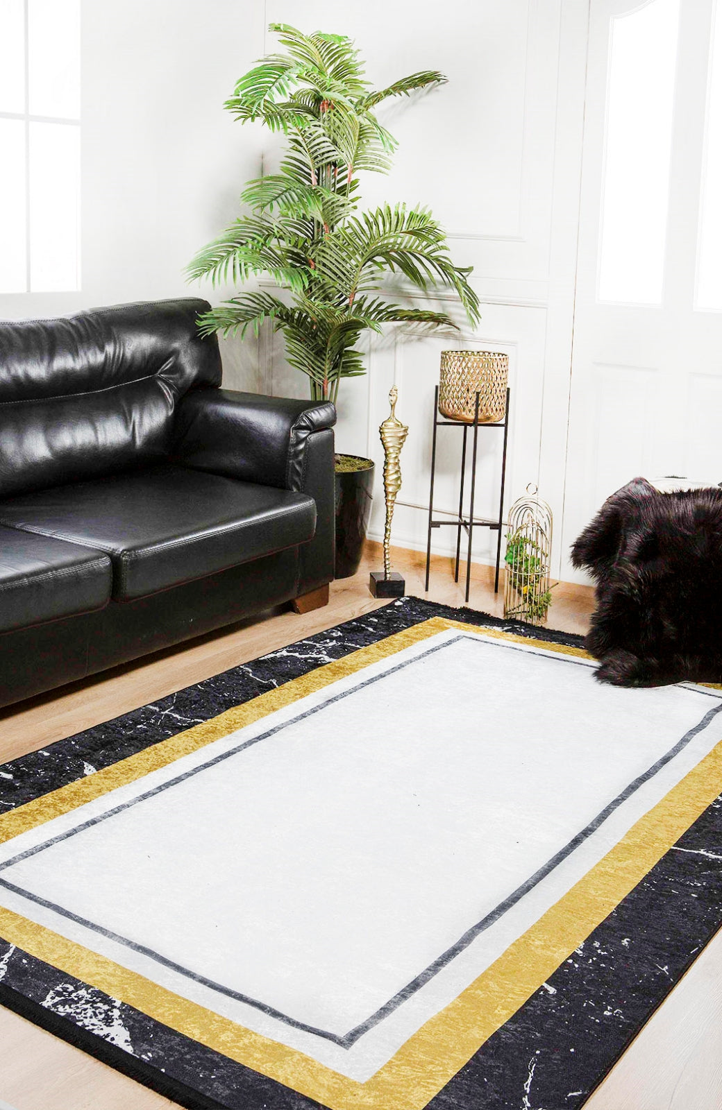 Maykop Beyaz Çerçeveli Dijital Baskı Halı Halınet