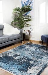 Navy Light Blue Modern Living Room Rug