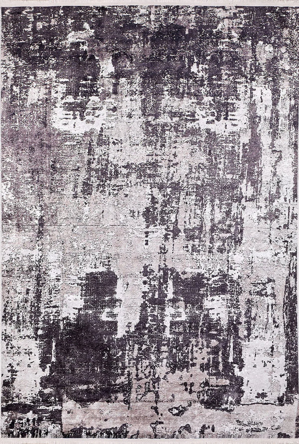 Antrasit Gri Dokulu Modern Halı - Yıkanabilir - Kaymaz Taban - Pati Dostu