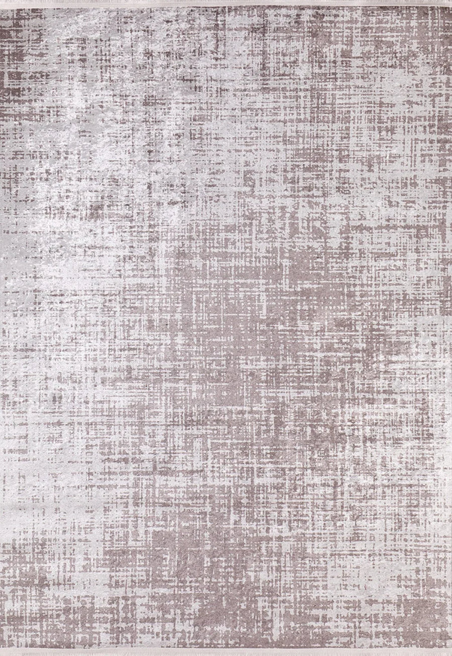 Moderner Teppich mit abstraktem Muster in Grau & Weiß – im Wohnzimmer