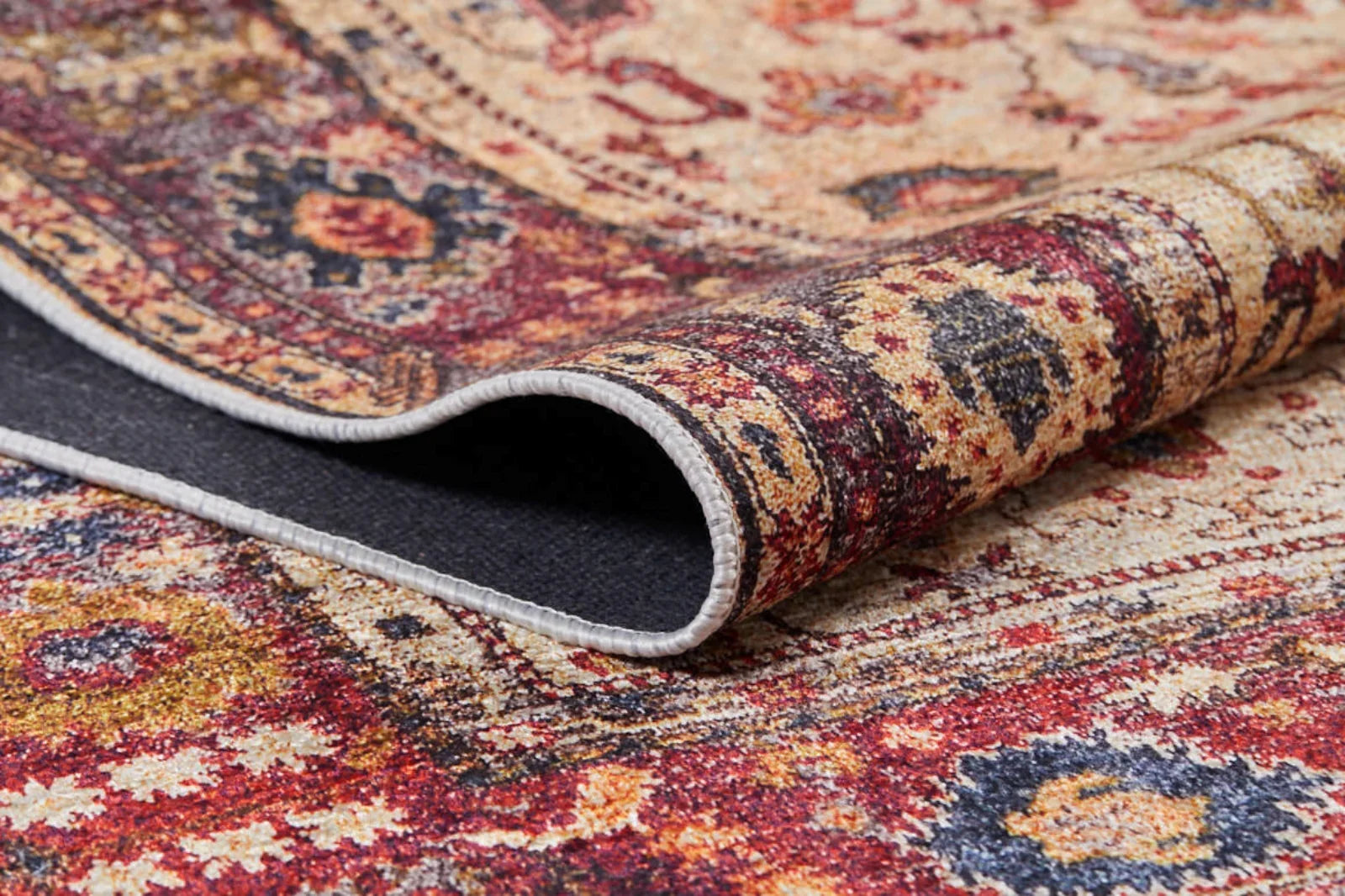 Krem Klasik Modern Halı - Yıkanabilir - Kaymaz Taban - Pati Dostu