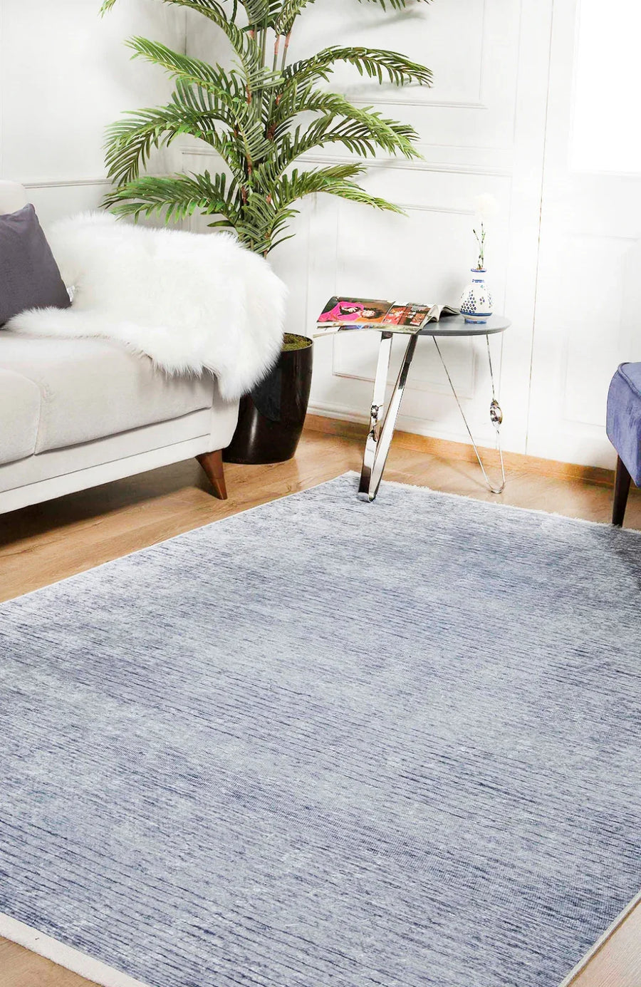Gri Dokulu Minimalist Halı - Yıkanabilir - Kaymaz Taban - Pati Dostu