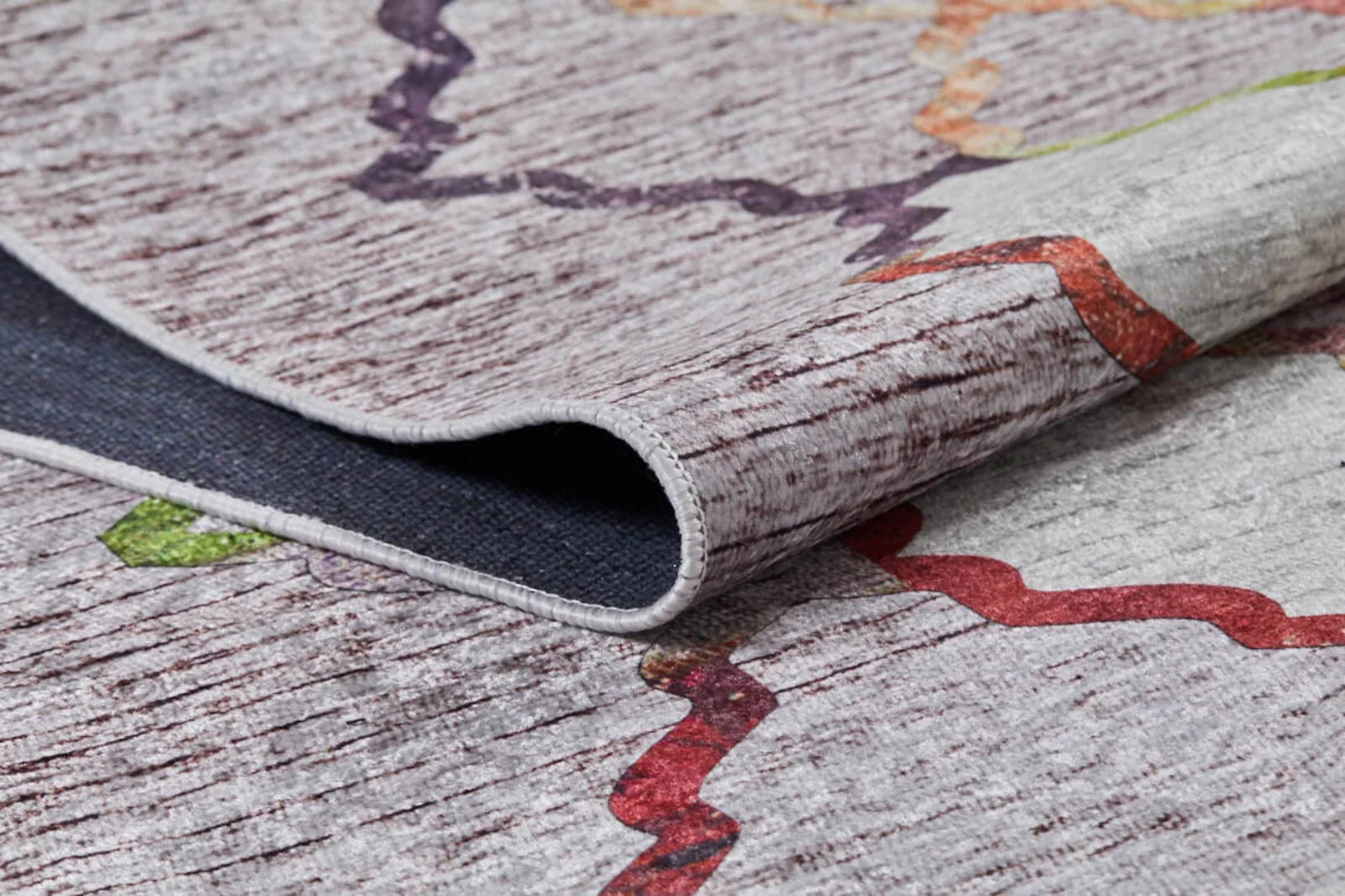 Bej Krem Geometrik Modern Halı - Yıkanabilir - Kaymaz Taban - Pati Dostu