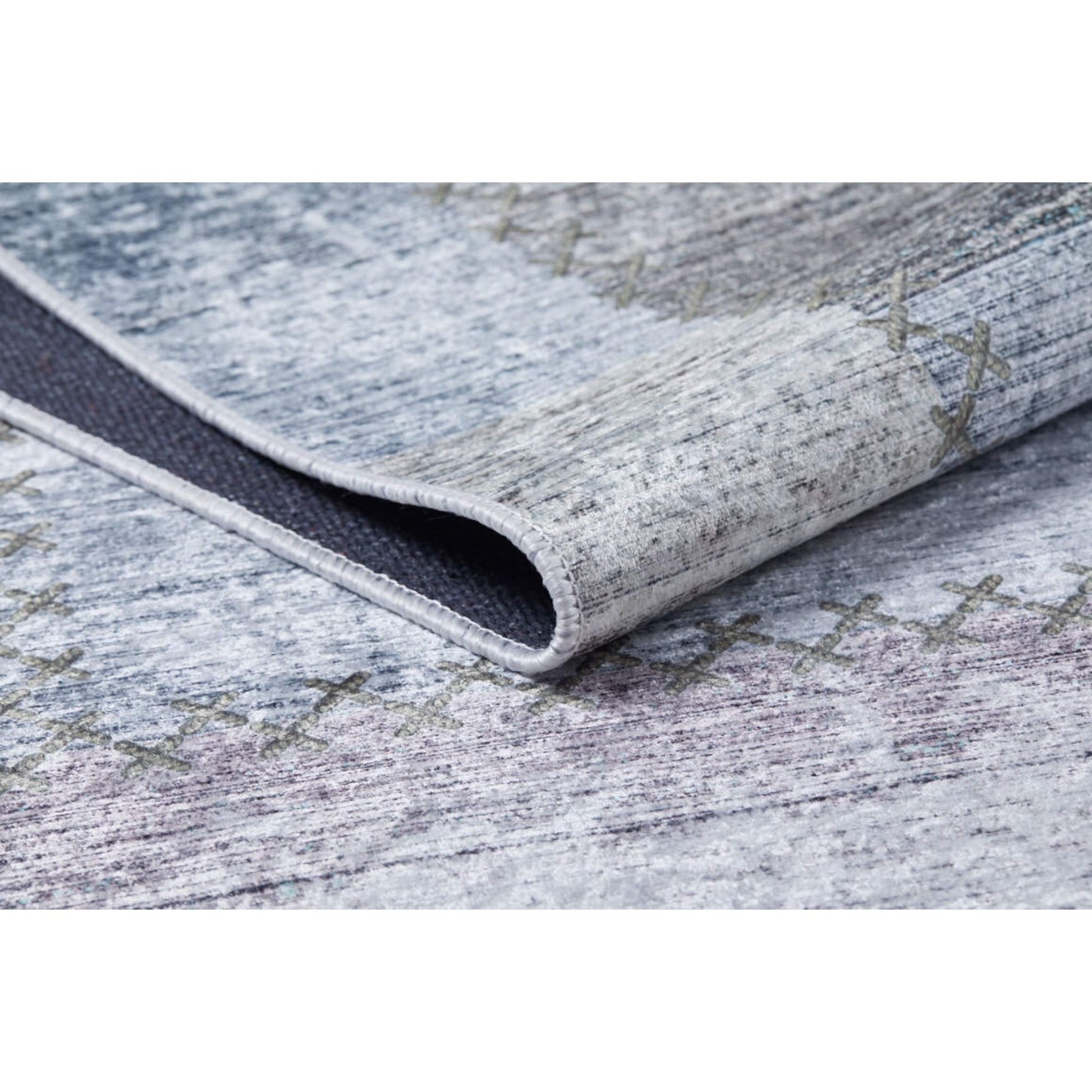 Quebec Gri Patchwork Dijital Baskı Halı Halınet