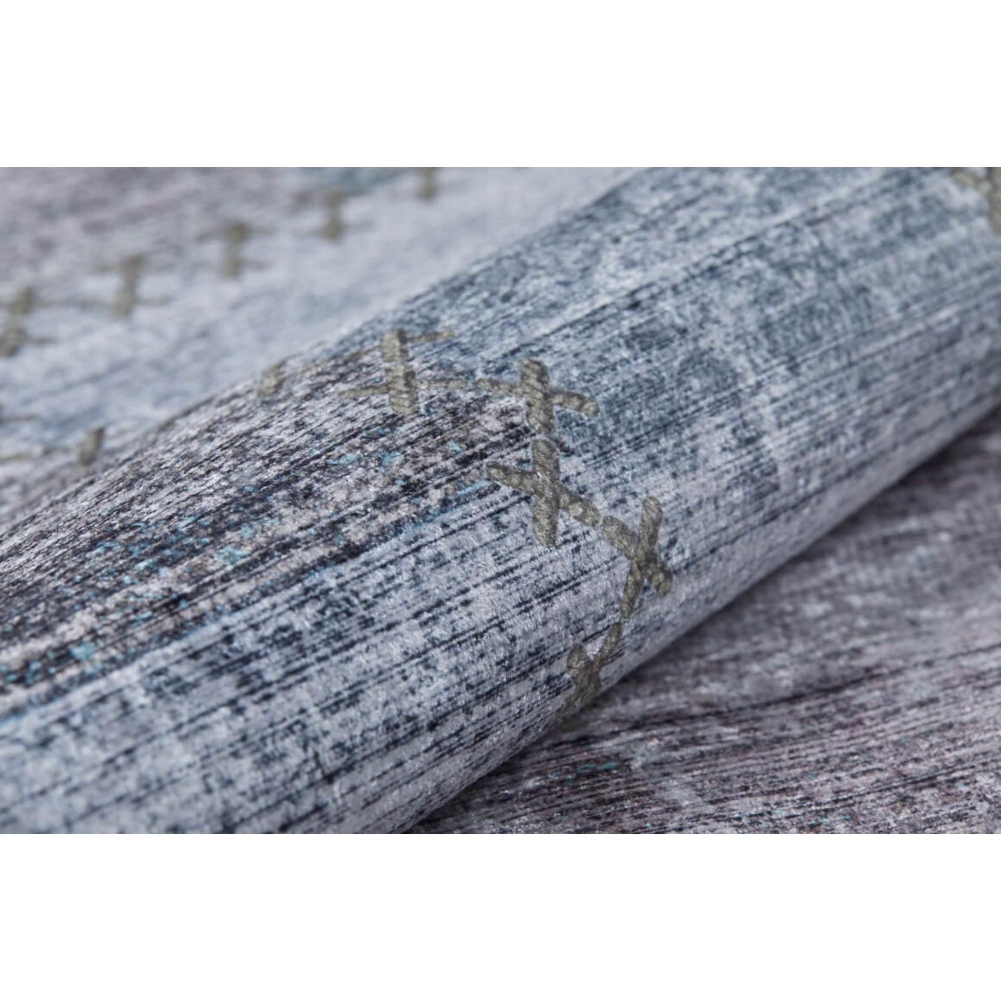 Quebec Gri Patchwork Dijital Baskı Halı Halınet