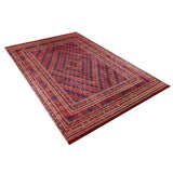 Kırmızı Bordo Klasik Geometrik Salon Halısı - Polyester El Dokuma