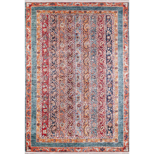 Mavi Renkli Desenli Etnik Halı - Yıkanabilir - Kaymaz Taban - Pati Dostu