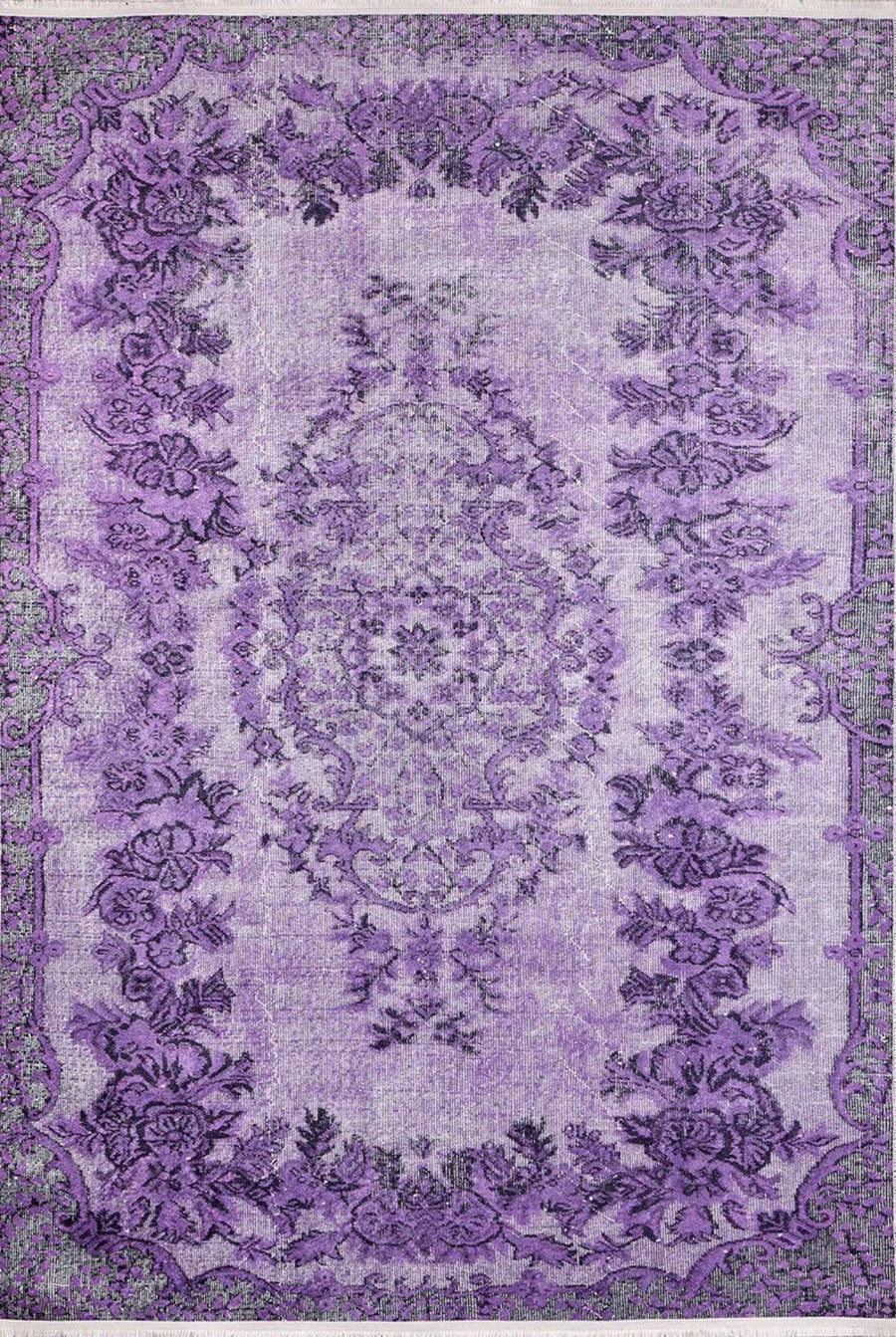 Purple and Grey Medallion Distressed Area Rug – image 2