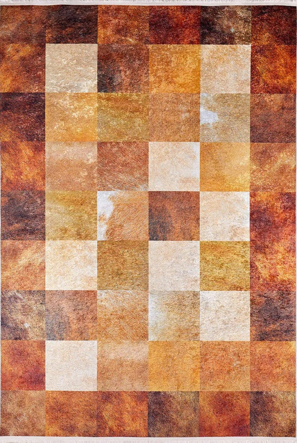 Modern Patchwork Halı - Yıkanabilir - Kaymaz Taban - Pati Dostu