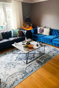 Blue and White Medallion Area Rug