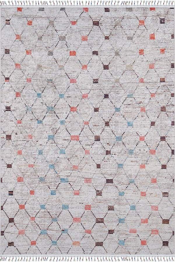 Gri Baklava Geometrik Halı - Yıkanabilir - Kaymaz Taban - Pati Dostu