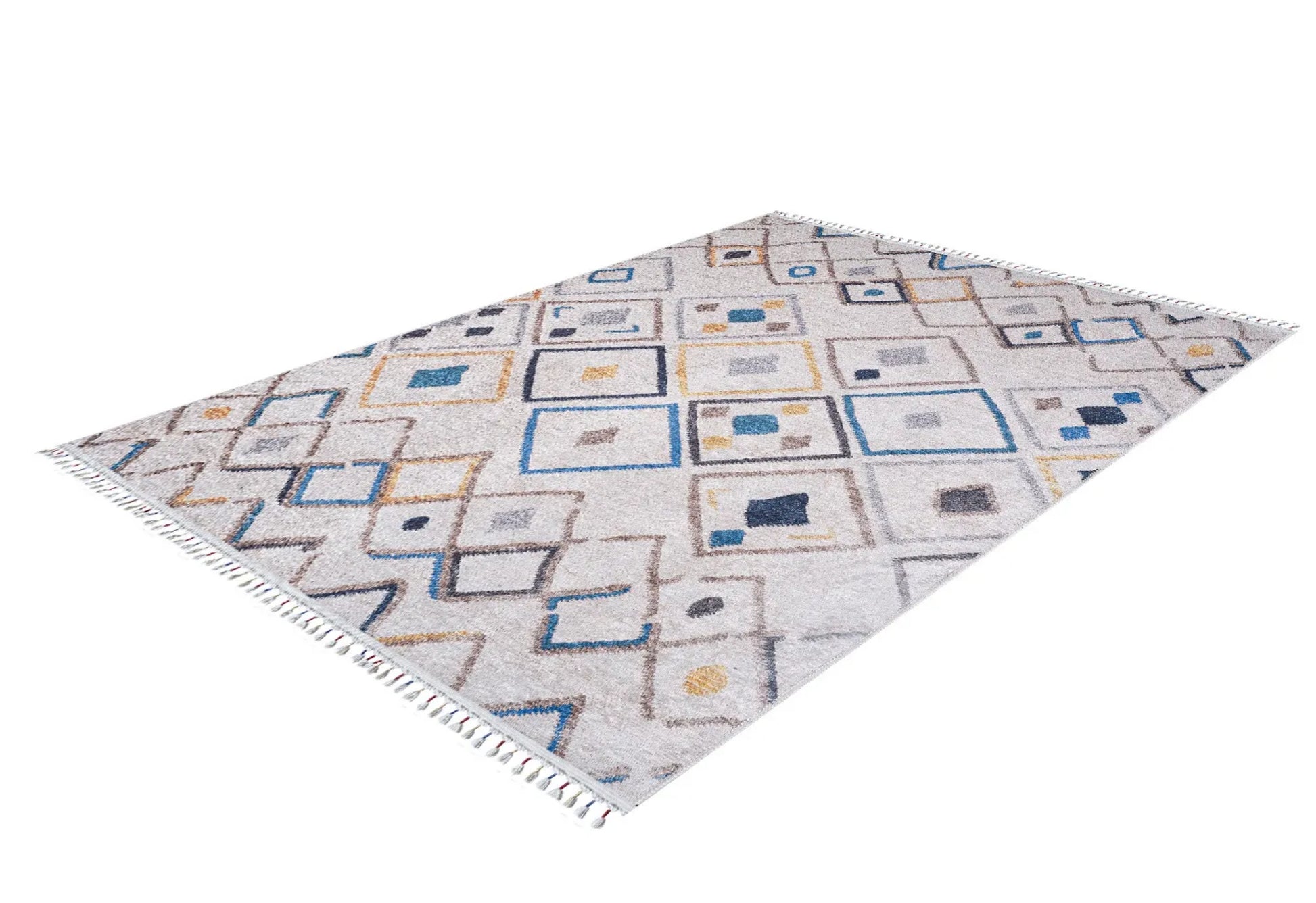 Kowal Krem Geometrik Dijital Baskı Halı Halınet