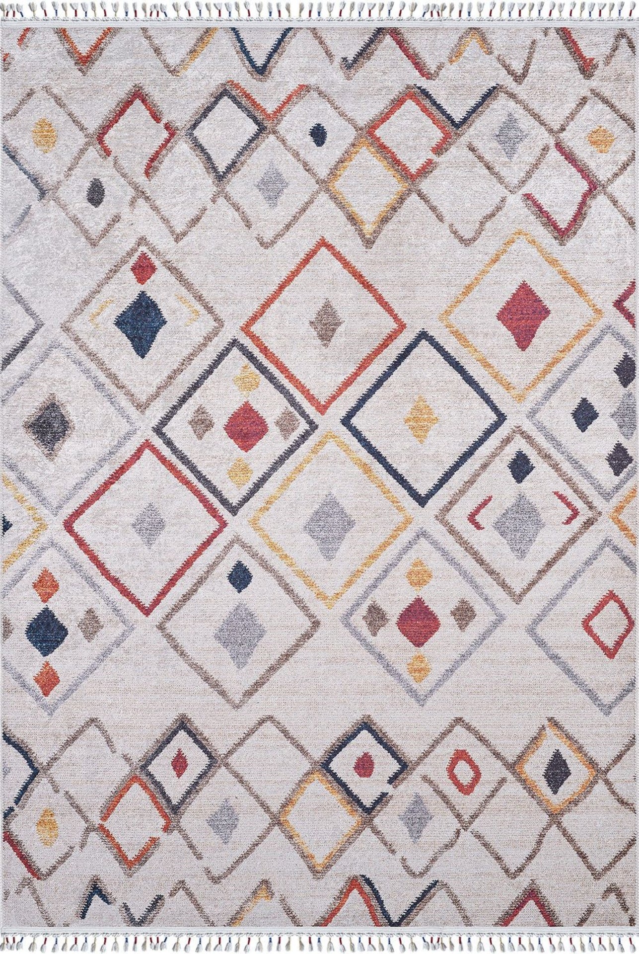 Koscian Krem Geometrik Dijital Baskı Halı Halınet