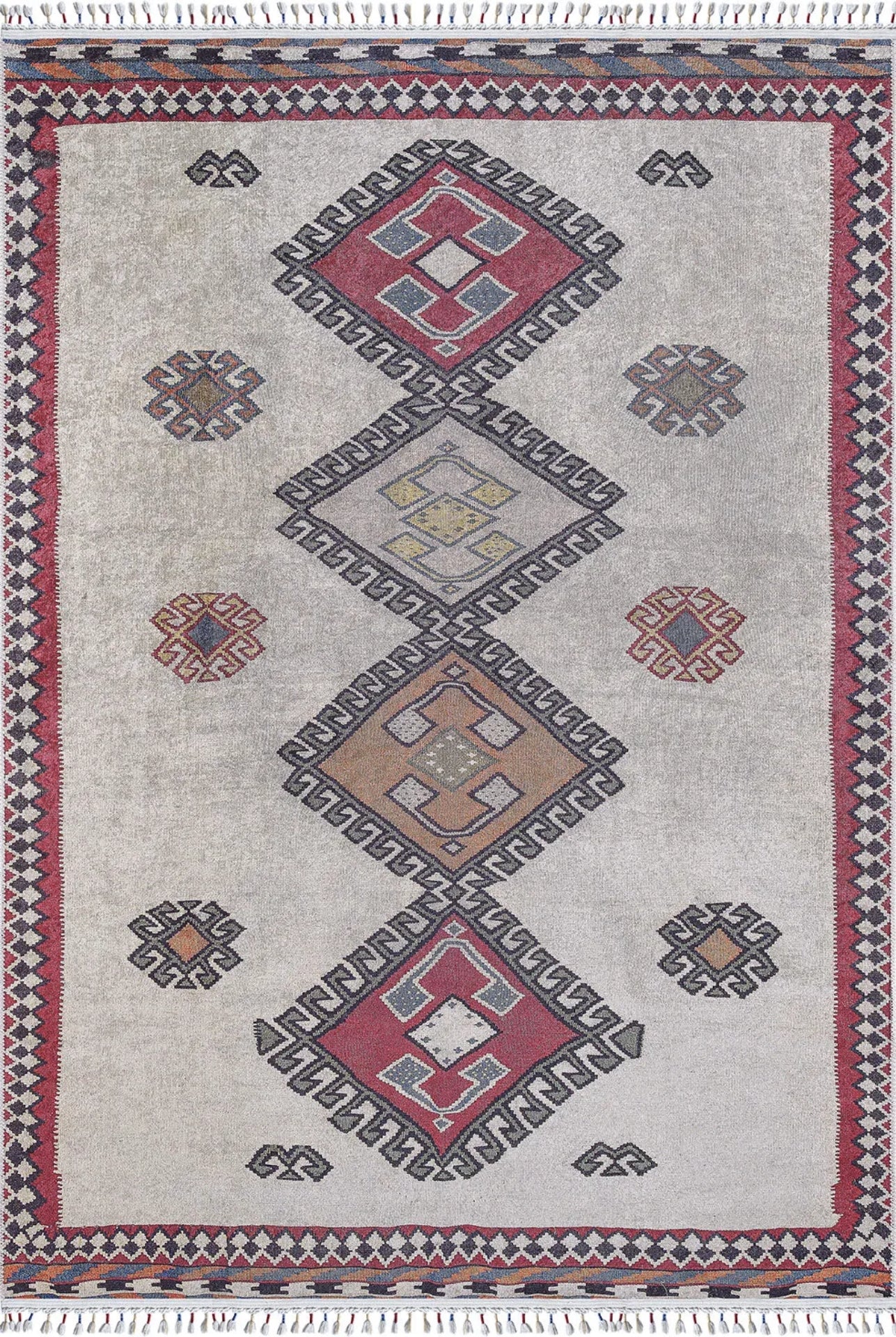 Koszalin Gri Geometrik Dijital Baskı Halı Halınet